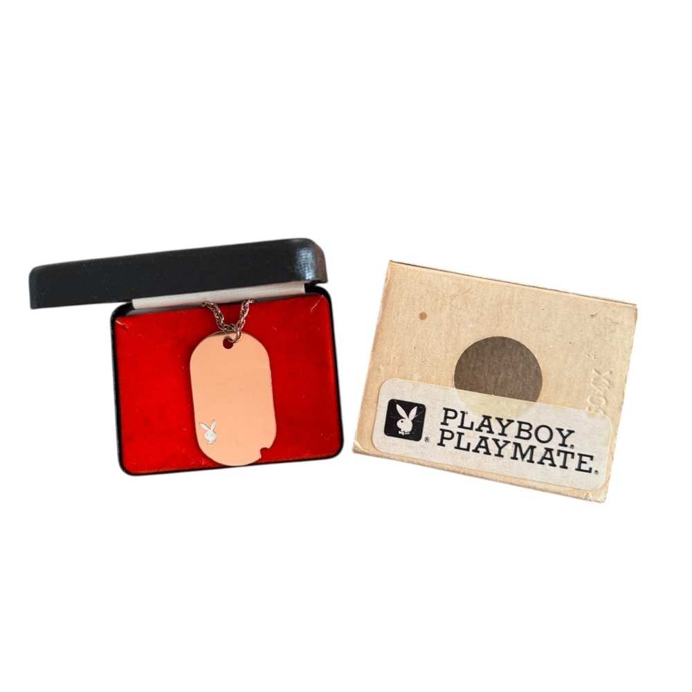 Vintage 1970s Playboy Playmate Bottle Opener Dog Tag Necklace Men’s Collectors